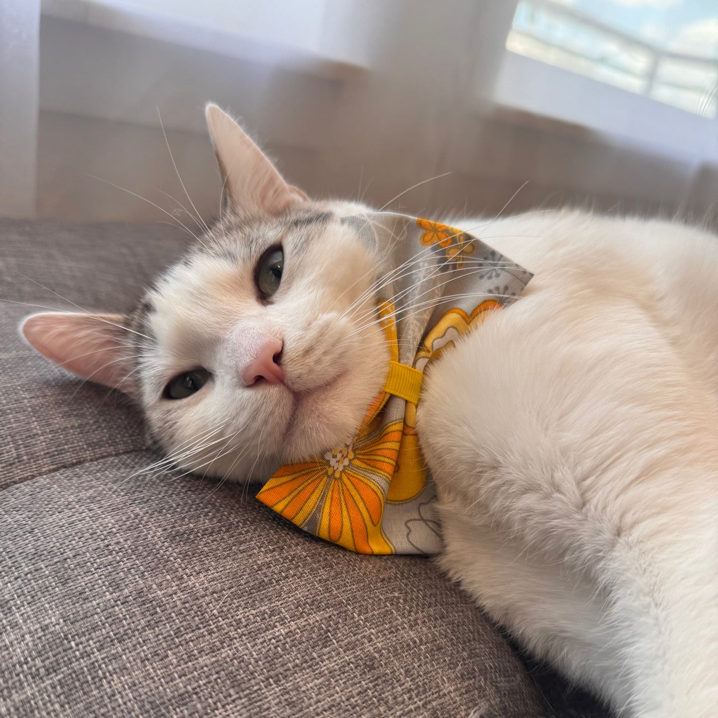 Yellow & Gray Floral Bow Tie