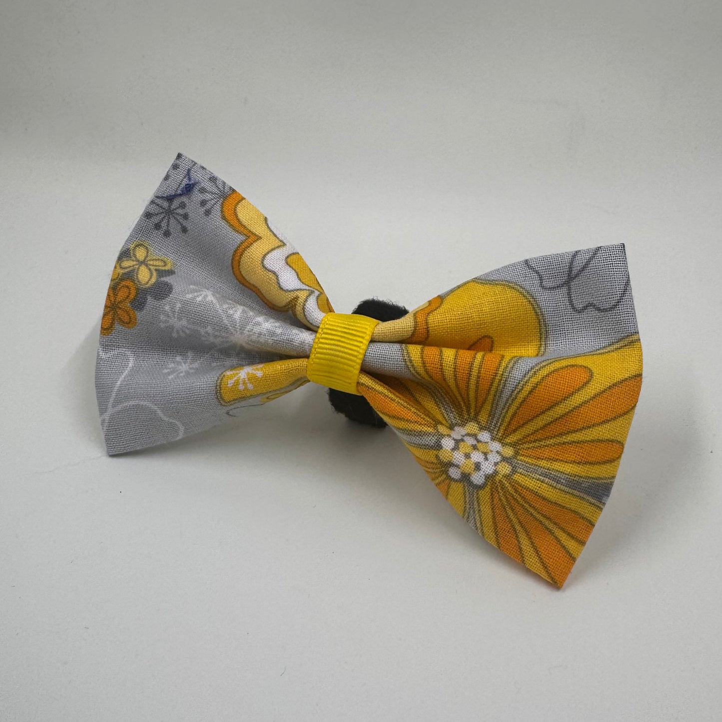 Yellow & Gray Floral Bow Tie