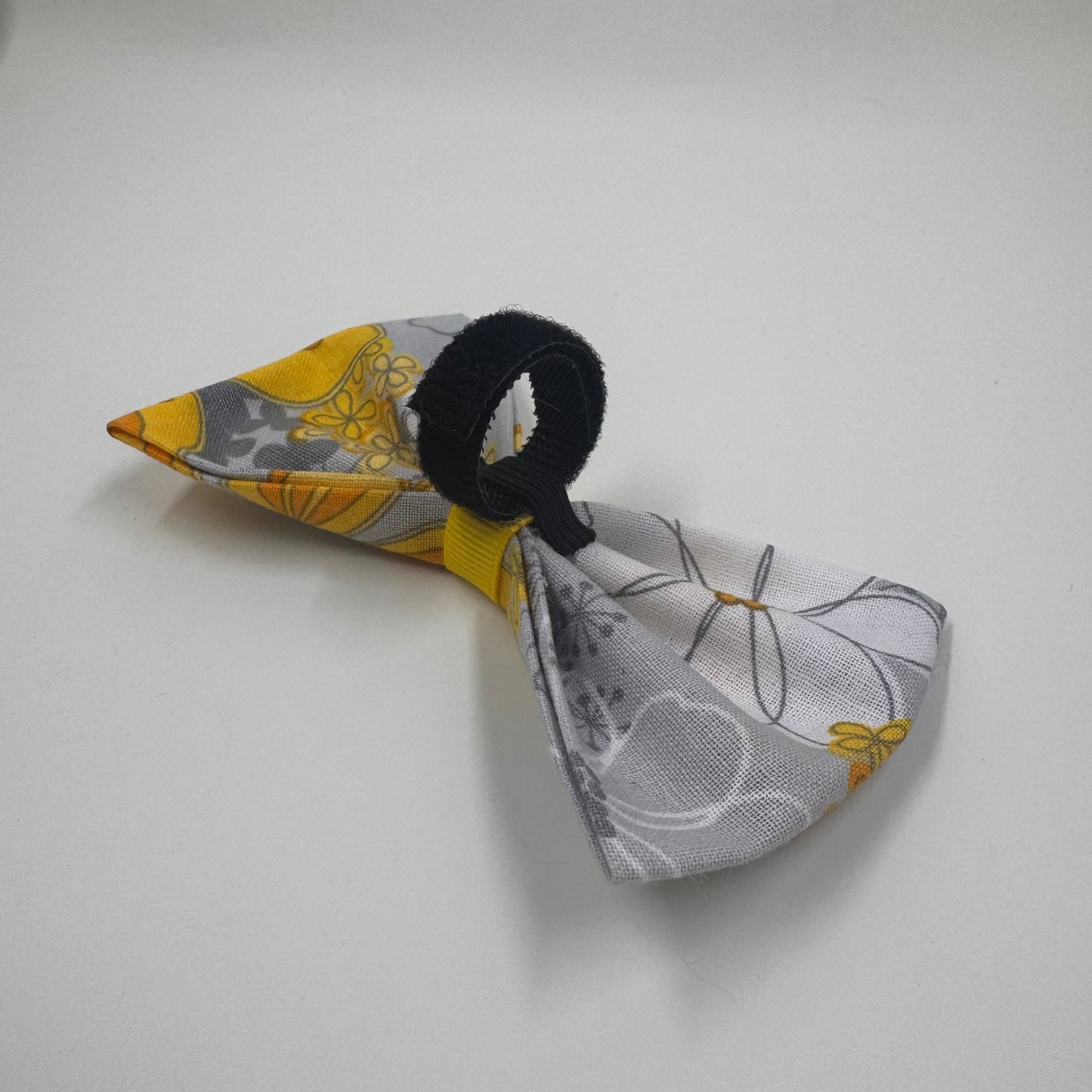 Yellow & Gray Floral Bow Tie